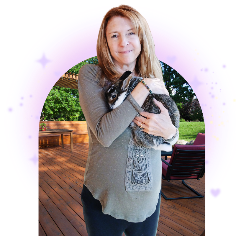 Helen holding a rabbit